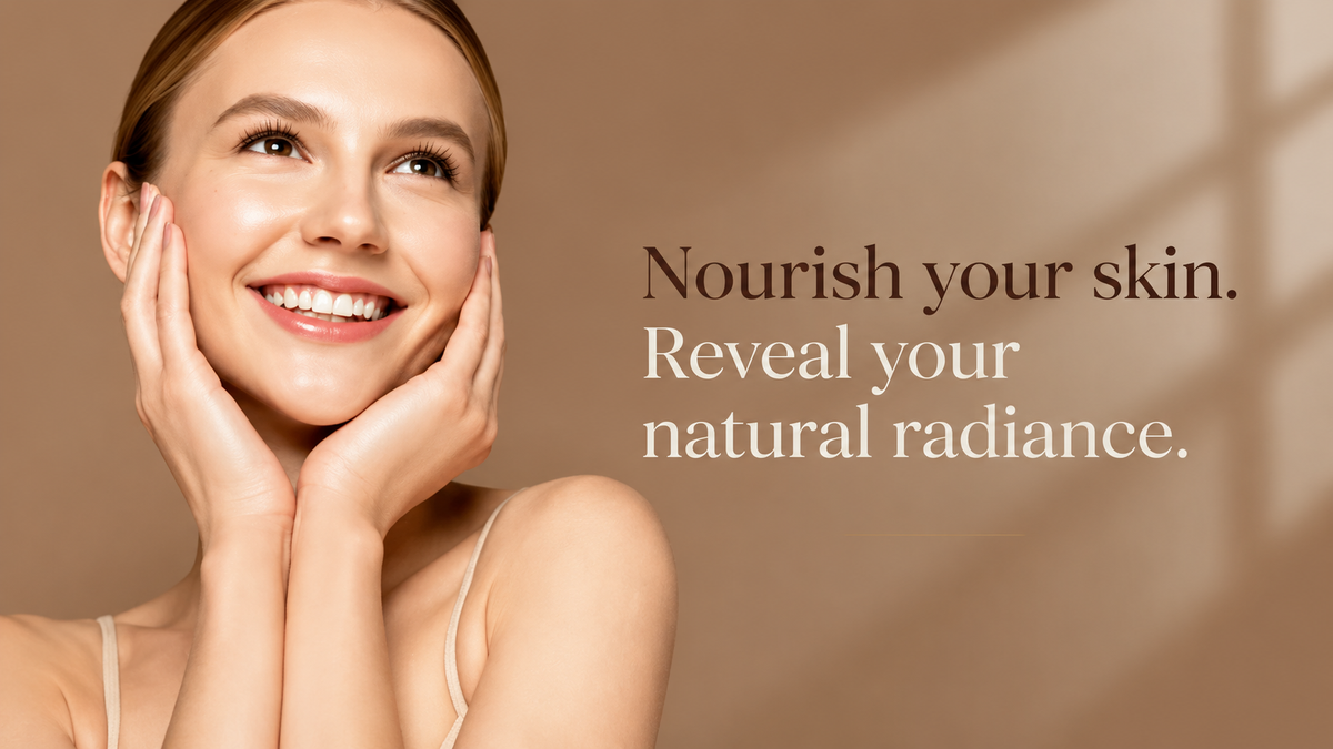 Woman with glowing skin showcasing natural radiance for skincare